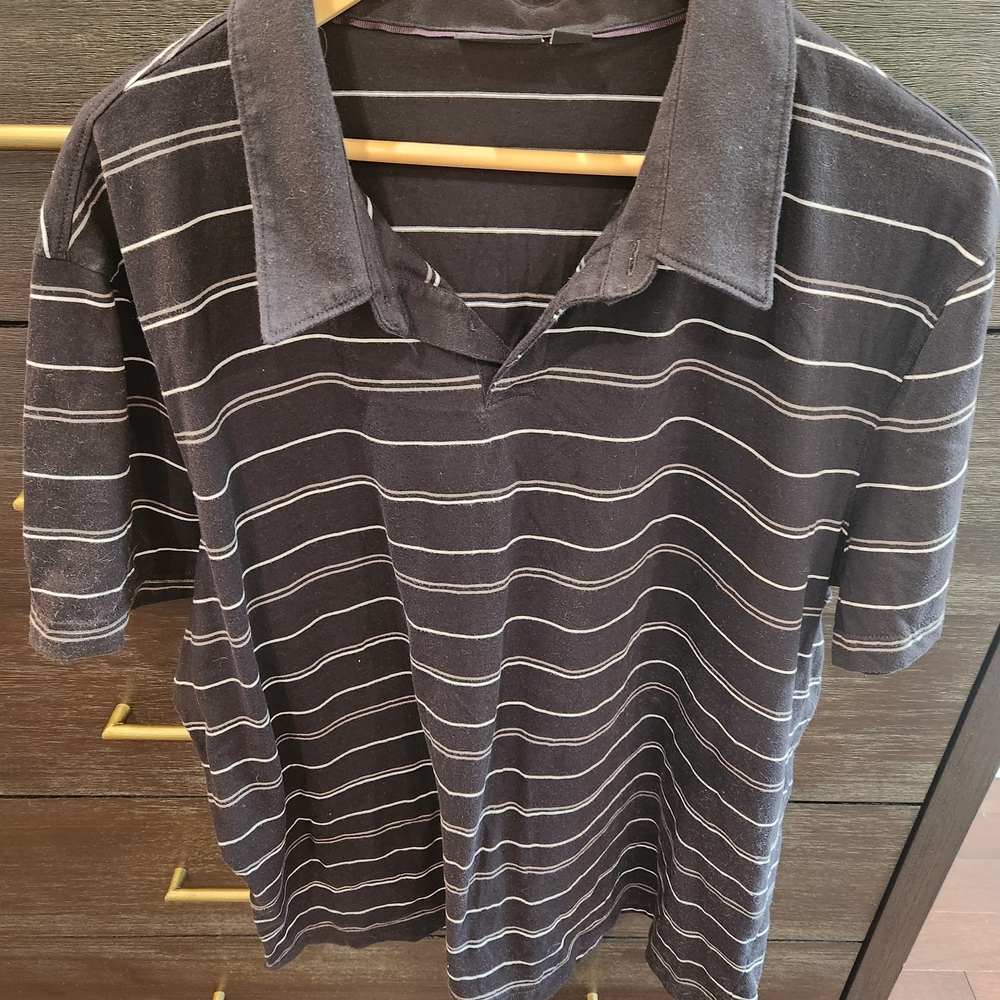Apt. 9 Black and White Polo Shirt with Classic Stripes